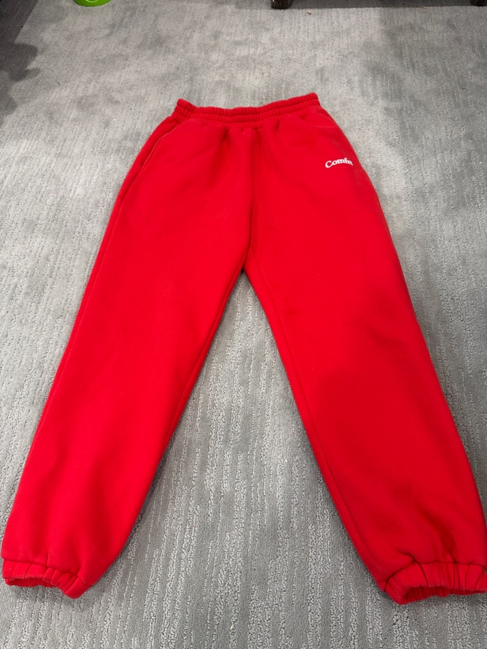 Comfort Red Fleece Joggers - Women's Track Pants
